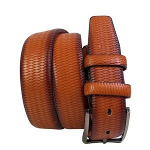 CLASSIC TOOLED BROWN GENUINE LEATHER 1 1/4"Wd CASUAL DRESS MEN'S BELT Sz 32 (B3